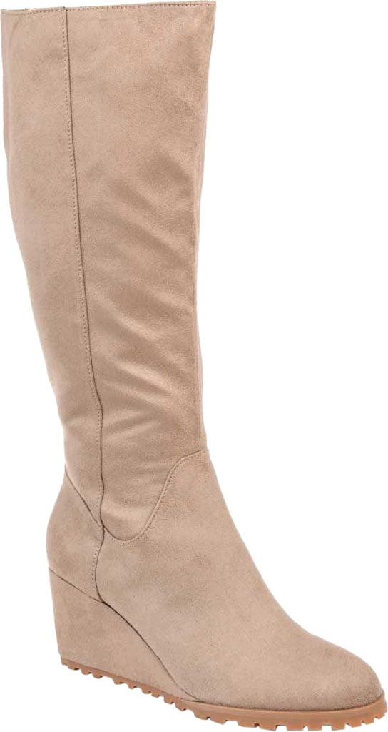 wide leg wedge boots