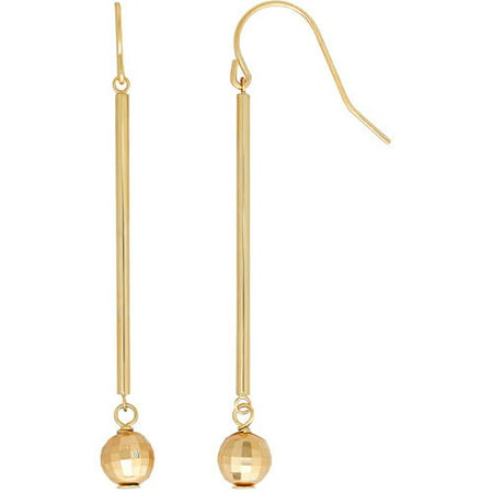 Simply Gold 10kt Yellow Gold Polished Stick 6mm Ball Drop Earrings