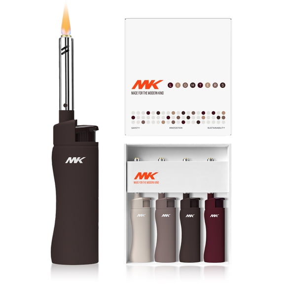 MK Candle Lighter, Butane Refillable Wind-Resistant Flame, 4-Pack for BBQ, Camping, Outdoor Use (Neutral-4PC)