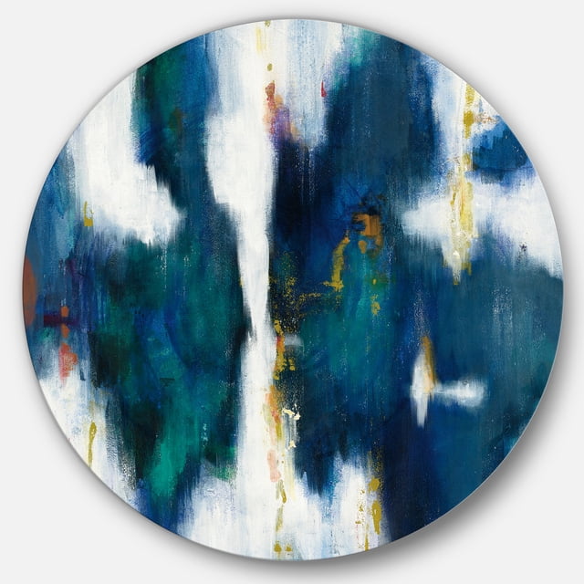 Designart 'Blue Glam Texture I' Glam Metal Circle Wall Art