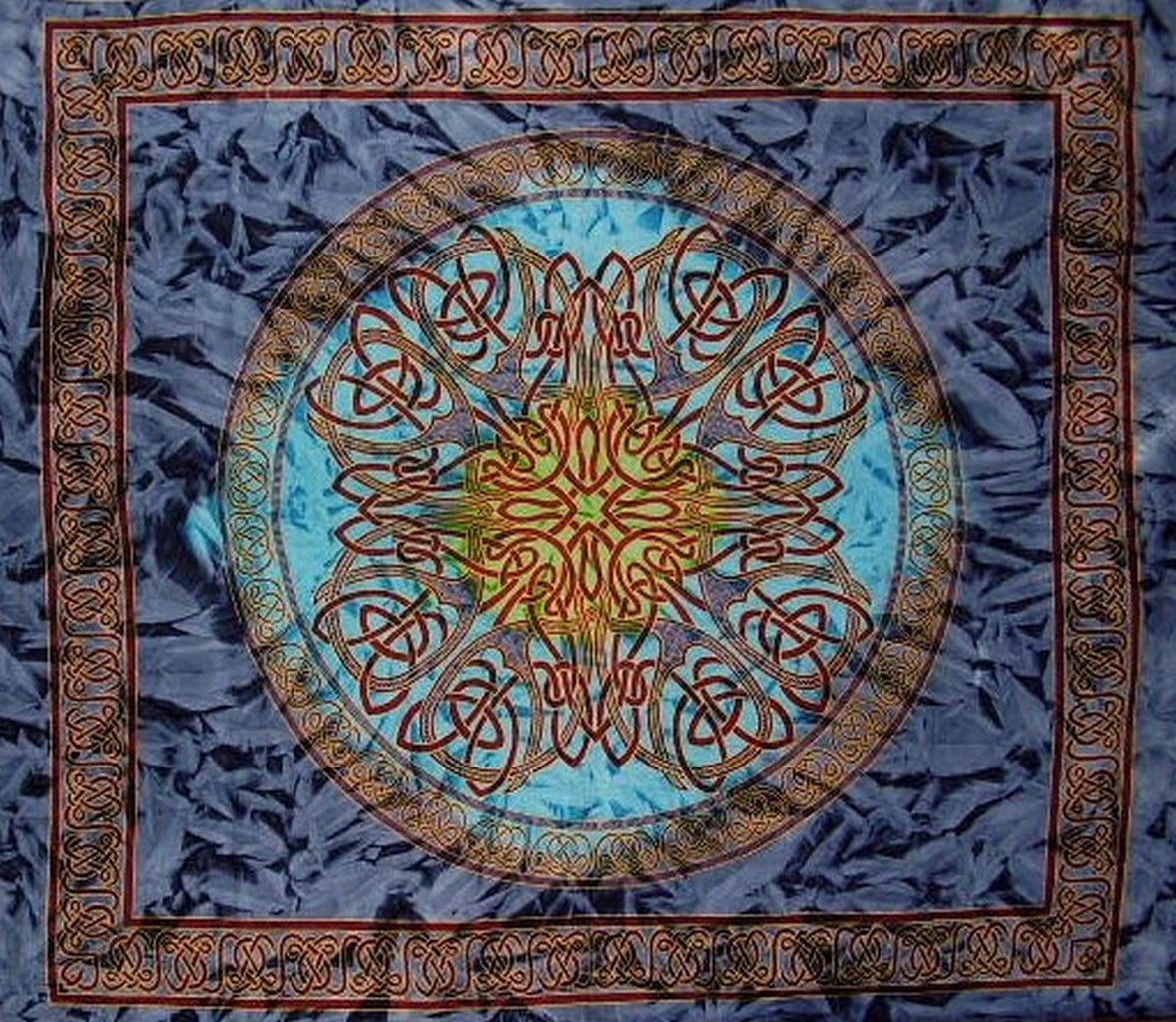 India Arts Celtic Tree of Life Tie Dye Tapestry Heavy Cotton Spread 98 x 70 Twin Amber 