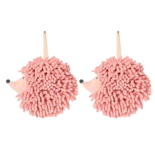 Hedgehog Hand Towel 2pcs Hedgehog Fluff Ball Hand Towels with Hanging Rope Strong Absorbent Quick-drying Microfiber Chenille Hand Towel