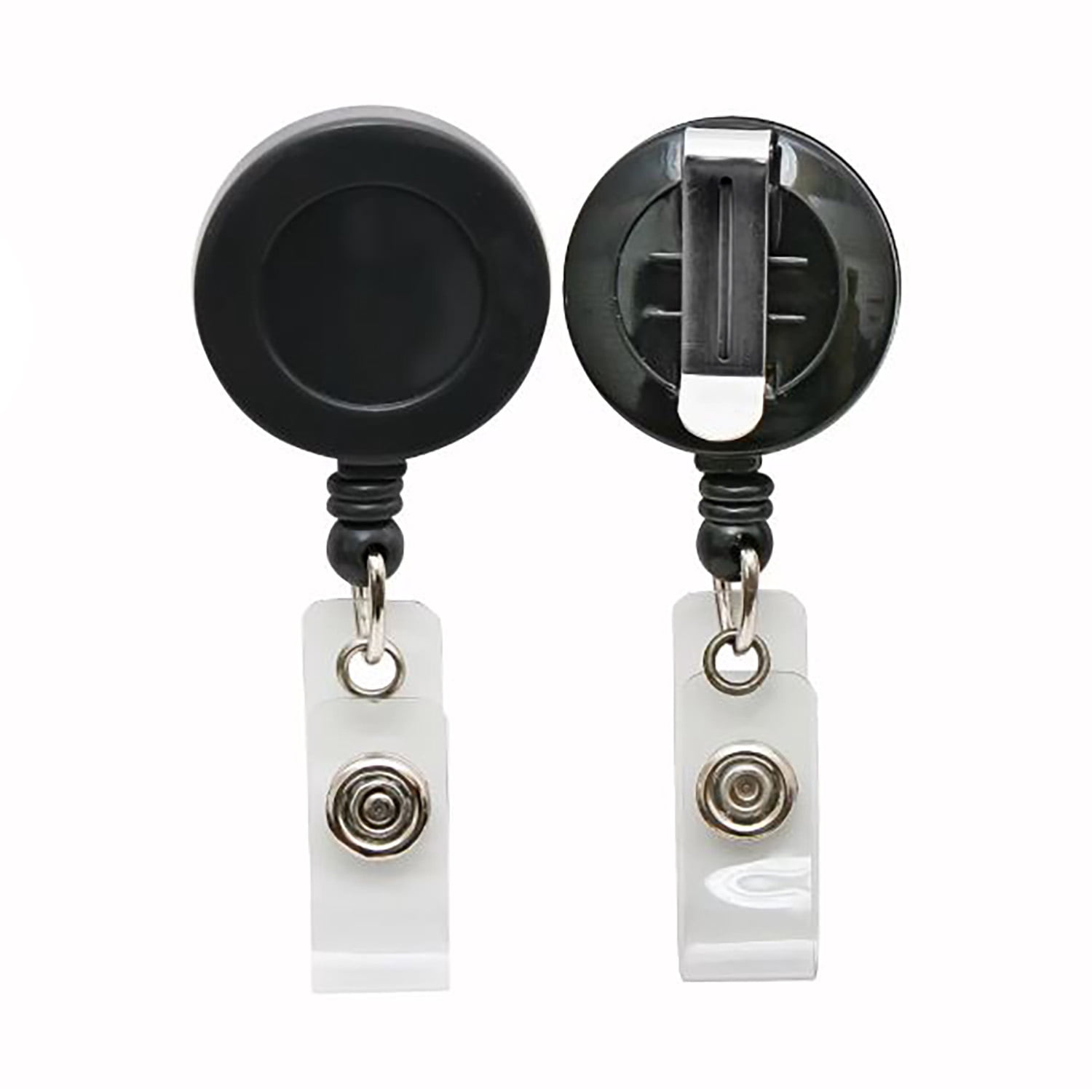 SICURIX Standard Round ID Badge Reel with Belt Clip, Black, Pack of 6