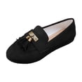 thumbnail image 6 of Loafers for Women Fringe Suede Slip on Flat Shoes Casual Round Toe Tassel Walking Shoes Comfortable Moccasins Black Size 8, 6 of 7
