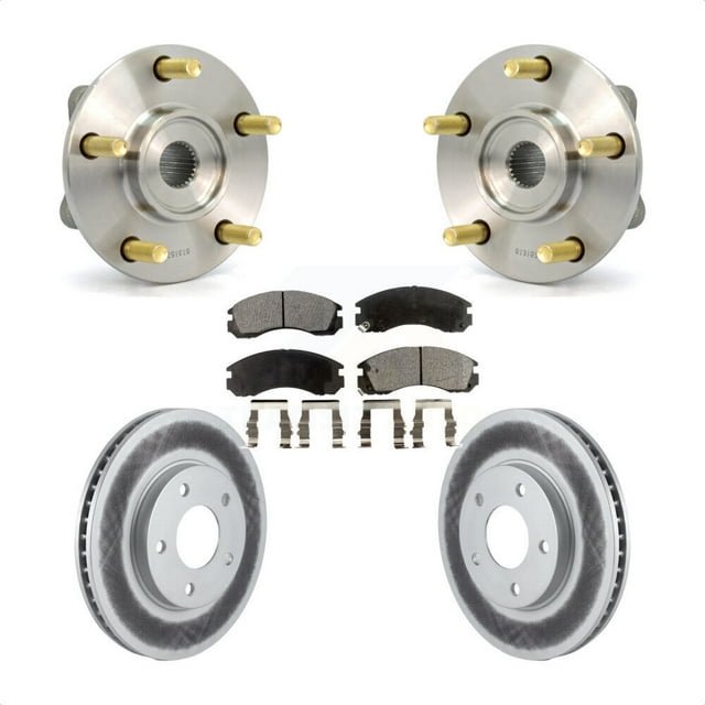 Transit Auto Front Hub Bearing Assembly Coated Disc Brake Rotors and Ceramic Pads Kit for Car 2000 Mitsubishi Eclipse 3.0L KBB-104461