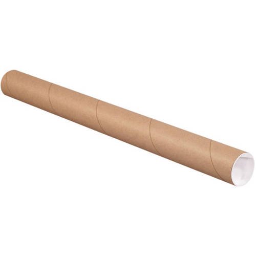 4 x 36 Mailing Tubes with End Caps Brown Kraft (15 Qty.)