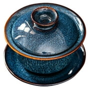 Kiln-made Brushed Kung Fu Tea Set Hand-held Bowl Sancai Tureen Kettle Decorative Cup Home Household Vintage Retro
