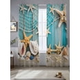 thumbnail image 2 of Coastal Beach Sheer Curtains 2 Panels Set Starfish Conch Sheer Window Curtains Light Filtering Rod Pocket Voile Drapes for Bedroom Living Room 52"X84", 2 of 8