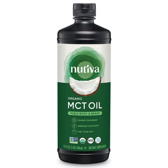 Nutiva Organic MCT Oil from Coconut, Unflavored, 32 Fl Oz
