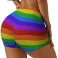thumbnail image 2 of Kdxio Colorful Glitter Rainbow Print Workout Shorts for Women Seamless Soft Smooth Gym Yoga Scrunch Active Shorts, 2 of 9