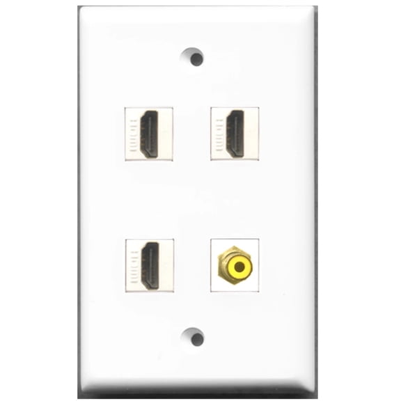 Ultra Spec Cables 3 Port HDMI 1 Port RCA Yellow Wall Plate