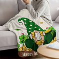 thumbnail image 3 of St. Patrick's Day Blanket Soft Cozy Warm Twin Blanket for Bed, Plush Fuzzy Flannel Fleece Blankets for Sofa, Shamrocks Gnomes Coin Beige Leaves Throw Blankets for Couch, Gifts for Men, 60"x80", 3 of 9