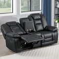 thumbnail image 3 of Bonzy Home Manual Recliner Sofa Set with Console & Adjustable Backrest, Theater Seating Living Room Furniture Set, with Cup Holders and Hidden Arm Storage, Black, 3 of 8