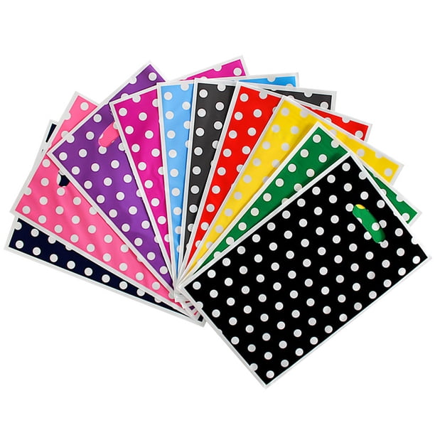 100 bolsas de regalo con estampado de puntos, decorativas, para fiestas, divertidas, para embalaje (colores variados)