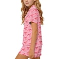 thumbnail image 7 of Girls 2 Piece Outfits Summer Lapel Printed Button Short Sleeve with Shorts Set Loungewear with Pockets Red 13-14Years, 7 of 7