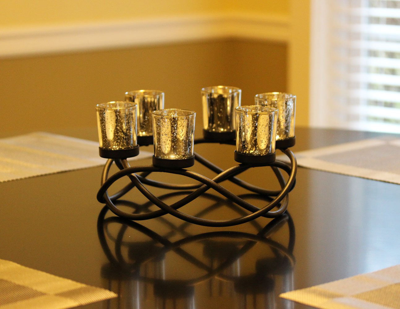 Wholesale Centerpiece Table Tealight Candle Holder for Living Room Decor,  Black, Gold Glass Votive 6 Cups - Buy Seraphic Centerpieces