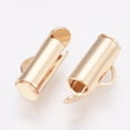 thumbnail image 2 of 20pcs Brass Slide On End Clasp Tubes Slider End Caps Light golden 6x13x4mm Hole: 1x3mm Inner Diameter: 3mm, 2 of 4