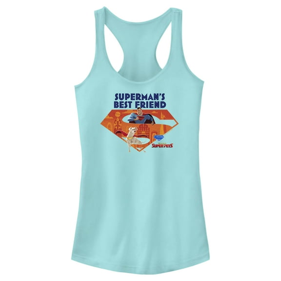 Junior's DC League of Super-Pets Superman's Best Friend Krypto Logo  Racerback Tank Top Cancun Medium