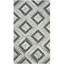 SAFAVIEH Studio Leather Mariam Geometric Area Rug, Ivory/Dark Grey, 3' x 5'