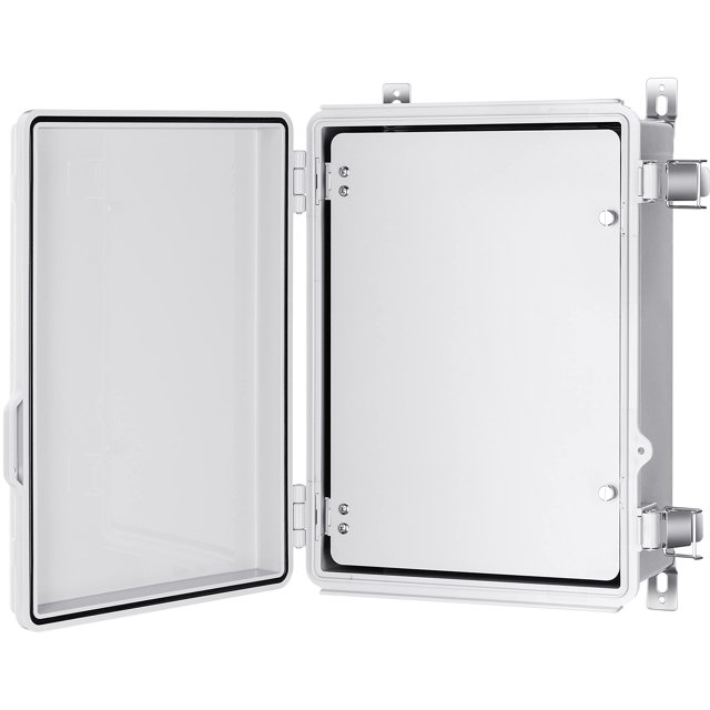 Gratury Caja De Conexiones Caja De Plástico Impermeable Ip67 Para Proyectos Eléctricos Cubierta Gris Con Bisagras Incluye Placa De Montaje Para Puerta Interior Y Soporte De Pared 370?270?150 Mm (14.6"