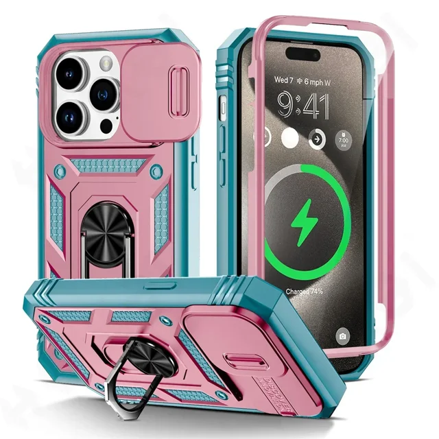 Étui pour iPhone 16 15 14 13 12 11 Pro TP Max XR Plus Protection Armure de Qualité Militaire Rotation 360 Degrés tzw