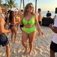 thumbnail image 3 of Agnes Orinda Women's Plus Size 2 Piece Swimsuits Tie High Waisted Ruffle Tummy Control Bathing Suits Swimwear 3X Green, 3 of 8