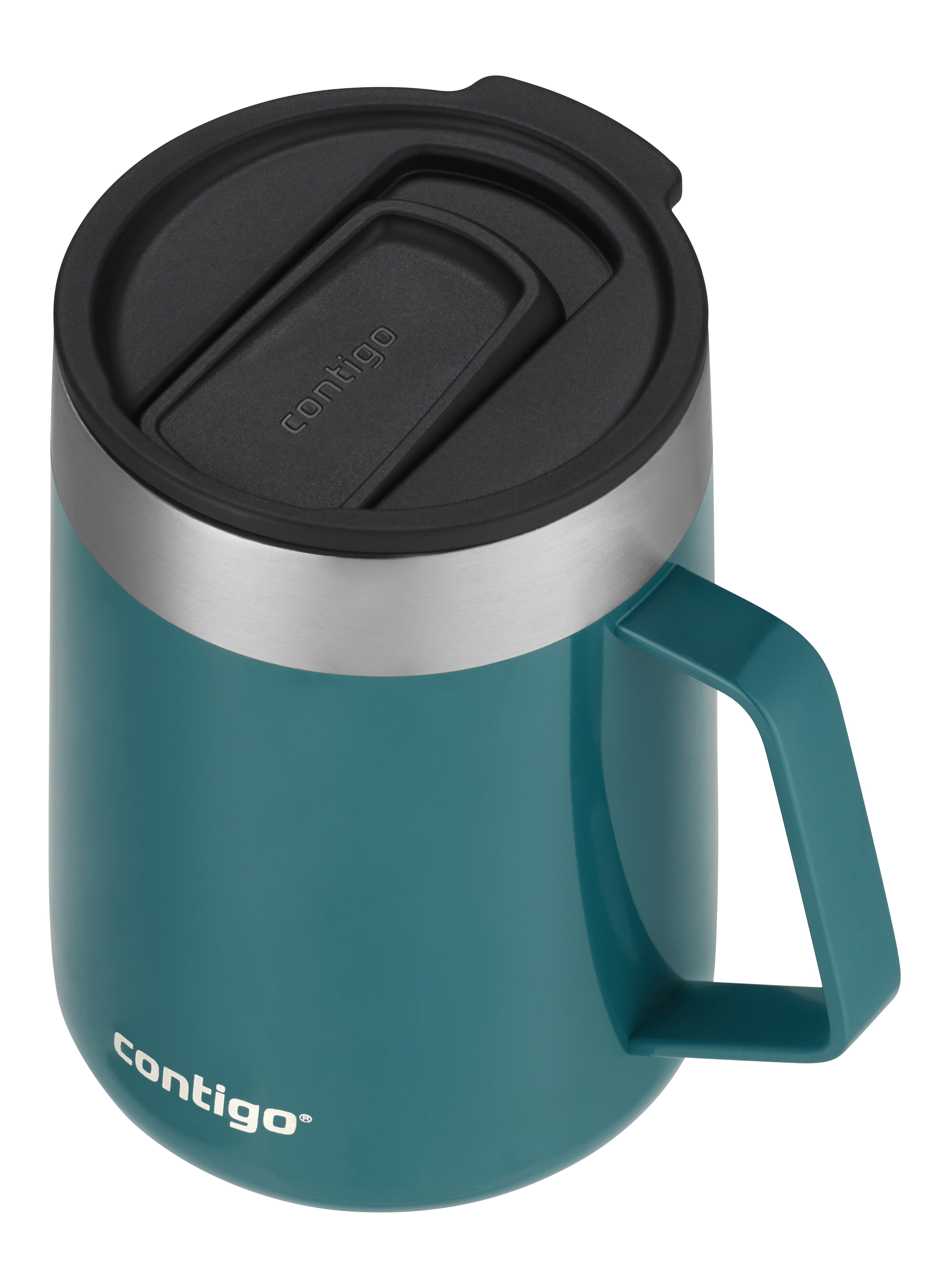 Contigo Streeterville Stainless Steel Mug with Splash-Proof Lid and Handle Spirulina Teal, 14 fl oz.
