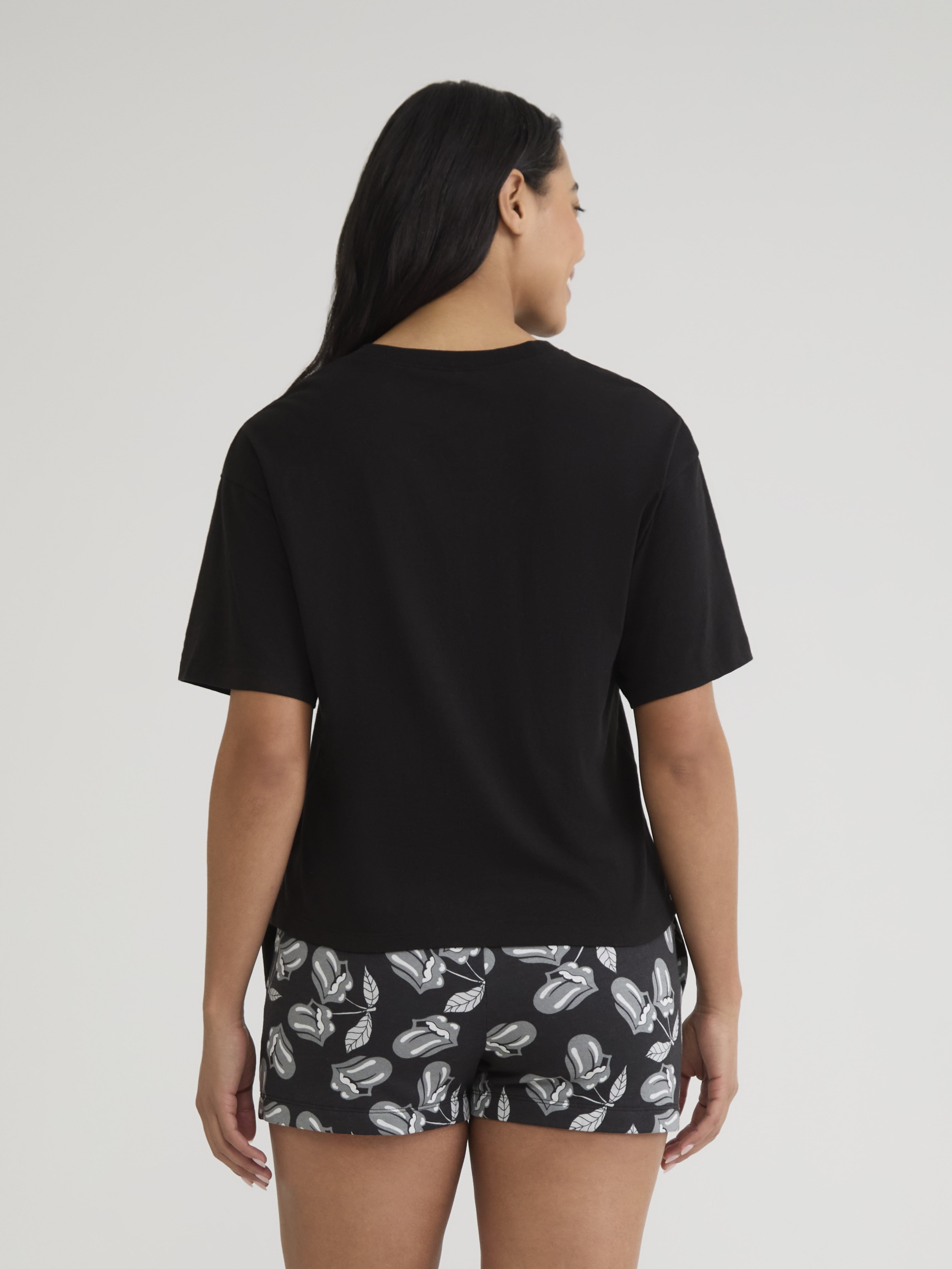 The Rolling Stones Women’s and Women’s Plus Graphic Tee and Fleece Shorts Set, 2-Piece, Sizes XS-3X