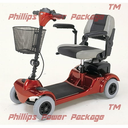 Merits - Mini Coupe - 4-Wheel Super Micro Electric Scooter, 16.5"W x 15.5"D, Red, PHILLIPS POWER PACKAGE TM - $500 VALUE