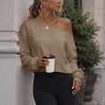 thumbnail image 6 of NominalSnug Cropped Sweatshirts for Women off Shoulder Long Sleeve Crop Top Fall Pullover Tops, 6 of 8