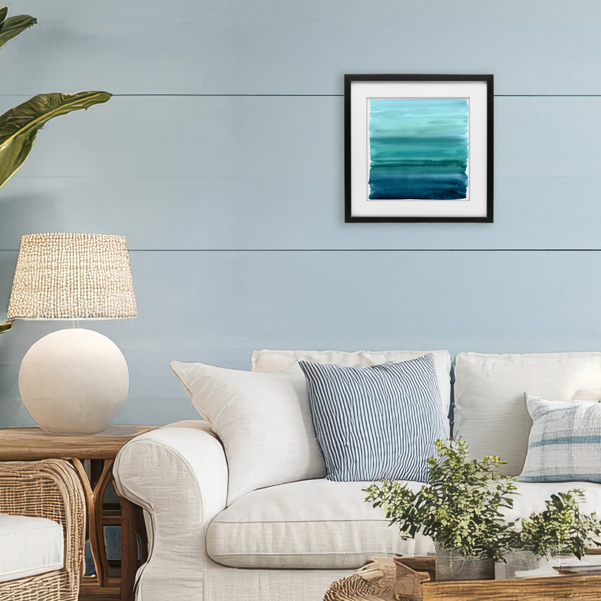 Stupell Industries Aqua Ombre Gradient Black Framed Print Under Glass, design by Allie Corbin