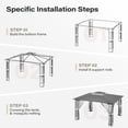thumbnail image 4 of KAMEROUT 13'x11' Patio Gazebo, Double Tiered outdoor gazebo with Mosquito Nettings for Backyard, Garden, Lawn, Gray, 4 of 13