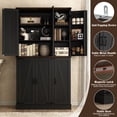 thumbnail image 6 of ChVans 71" Tall Farmhouse Kitchen Pantry Storage Cabinet with 6 Hanging Shelves, 6 Doors Freestanding Cupboard with Adjustable Shelves & Load-Bearing Steel Pipe for Dining Room, Living Room, Black, 6 of 10