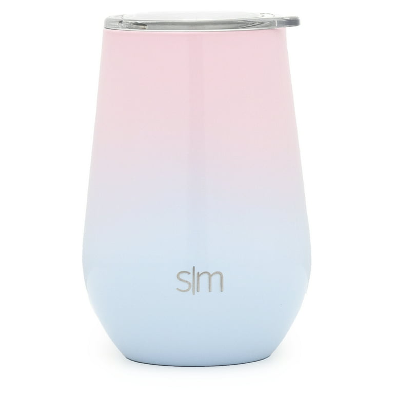 Simple Modern Spirit 12oz Wine Tumbler Glass with Lid - Vacuum Coffee Mug  Stemless Cup 18/8 Stainless Steel Shimmer: Aqua Aura 