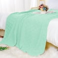 thumbnail image 2 of PiccoCasa 100% Cotton Cross Cable Knit Throw Blanket For Sofa Couch Bed Home Bedding, Light Green 47"x 70", 2 of 8