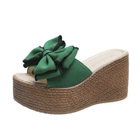 

TUOBARR Slippers for Women Women s Platform Sandals - Cute Water-Friendly Comfort Wedges for the Beach or Casual Wear Green