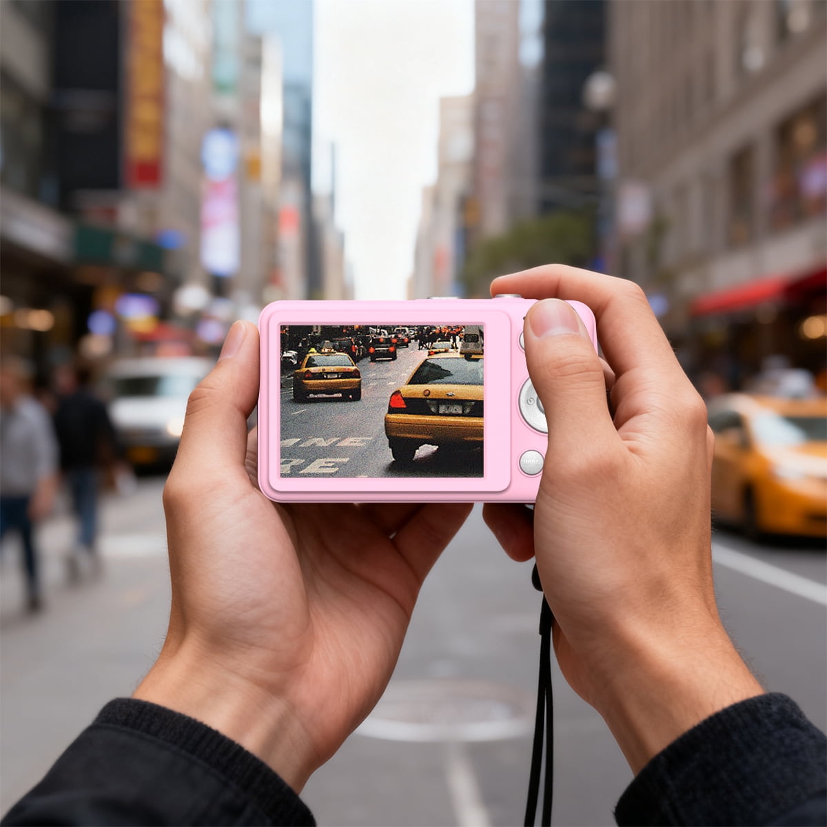 W & O Q3 Portable 16x Digital Zoom 48 MP CCD Point & Shoot Digital Camera with 32GB SD Card, Pink