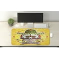 thumbnail image 2 of Day of the Dead Computer Mouse Pad, Mexican Sugar Skull with Tacos and Chili Pepper November 2nd Colorful Art Print, Rectangle Non-Slip Rubber Mousepad X-Large, 35" x 15", Yellow, by Ambesonne, 2 of 2