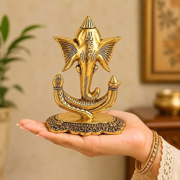 Ganesh Statue Tabletop Decor Showpiece For Home | Ganesh Idol Home Decor | Ganpati Elephant Face Statue, Hindu God Showpiece for Home Mandir, Pooja Room, Office Desk, Vastu Decor & Spiritual Gift