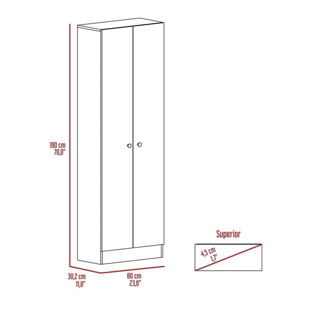 Pemberly Row 70" Modern Engineered Wood Storage Pantry Cabinet in White