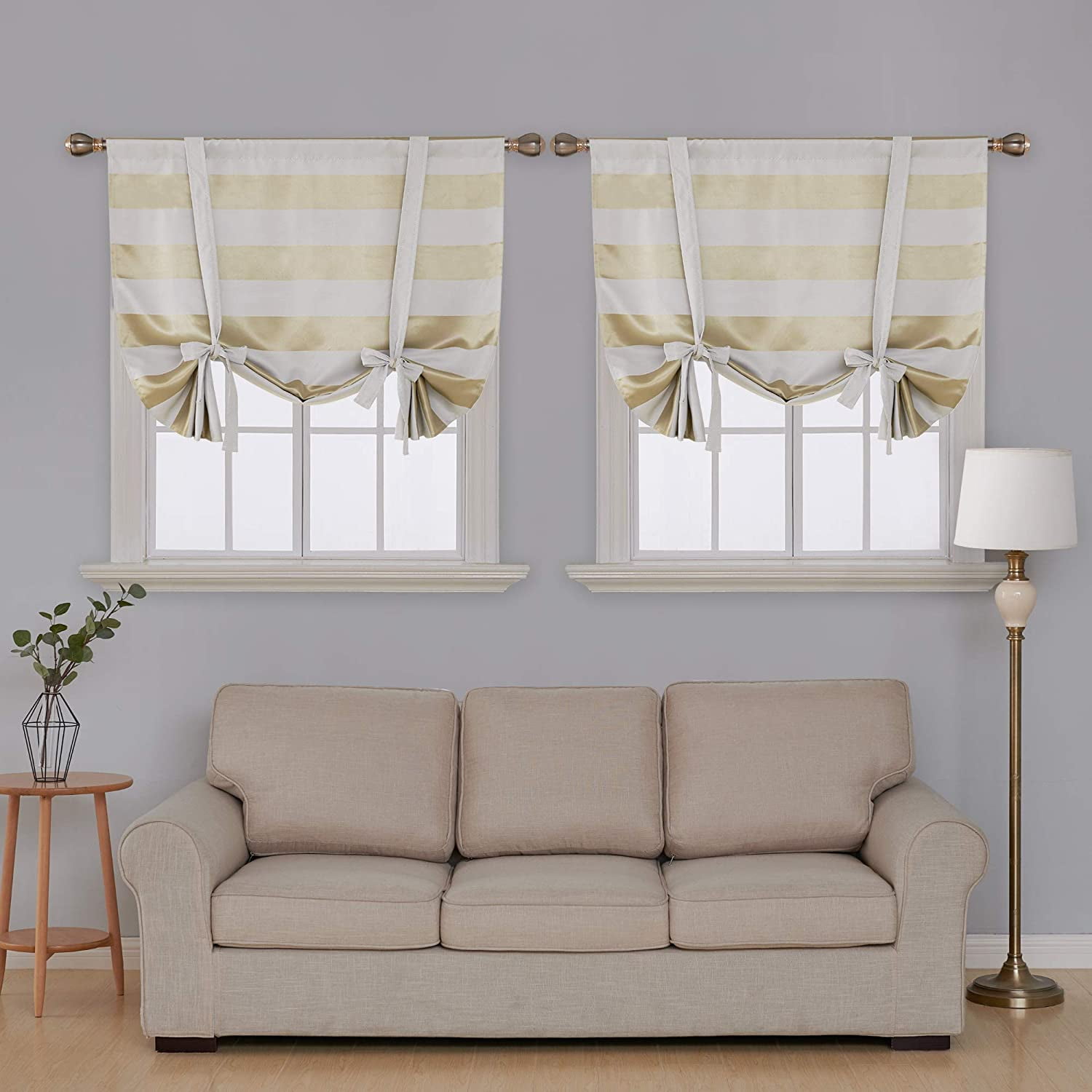 Deconovo Pattern Striped Curtains Rod Pocket Light Blocking Short
