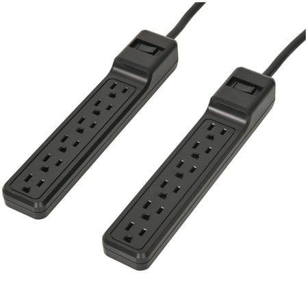 Onn 6 Outlet Surge Protector, 2 Pack