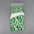 thumbnail image 2 of Leaf Duvet Cover Set, Romantic Holiday Island Hawaiian Banana Trees Watercolored Image, Bedding Set with Shams and Fitted Sheet, 3 Sizes, by Ambesonne, 2 of 3