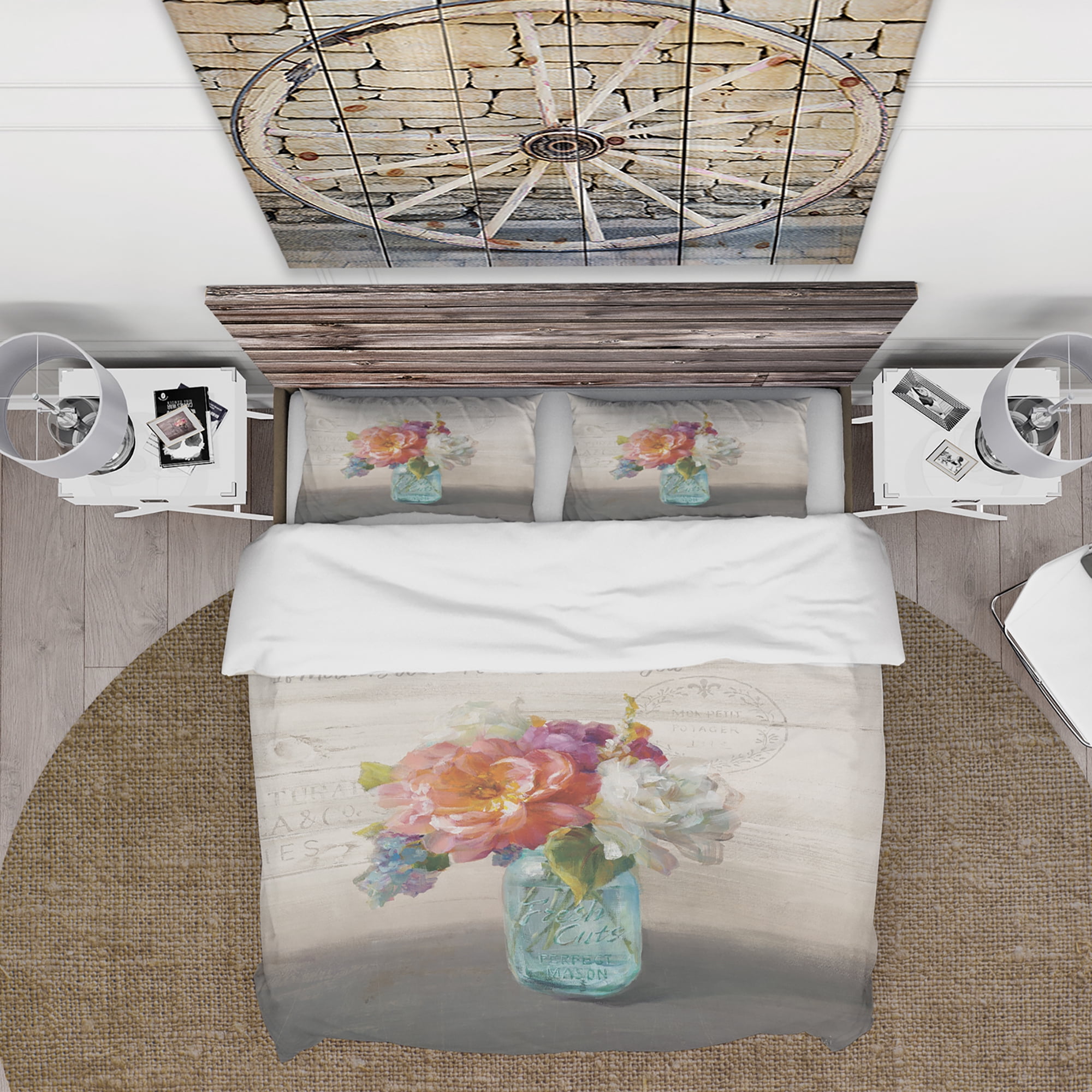 Designart 'French Cottage Bouquet I Mothers' Cottage Duvet Cover Set