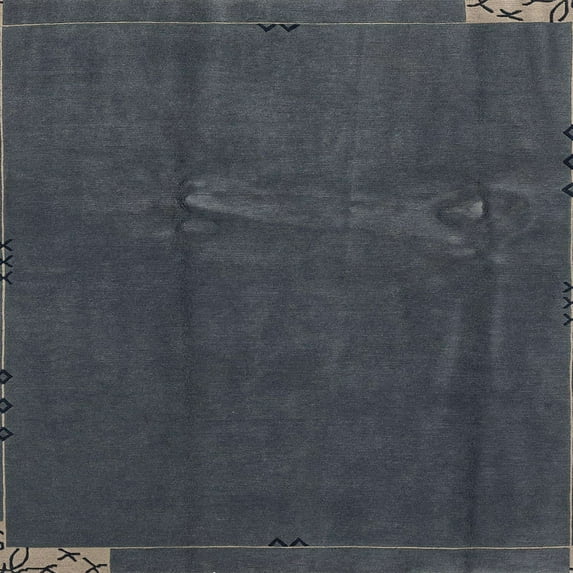 Ahgly Company Indoor Square Abstract Charcoal Blue Abstract Area Rugs, 7' Square