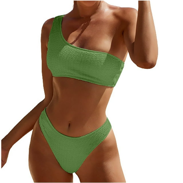 Birdeem Women Sexy with Chest Pad without Underwire Print High-Waisted Patchwork Swimming Trunks Split Swimsuit