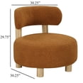 thumbnail image 5 of Benjara Zona Accent Chair- Barrel Back- Orange Boucle Fabric and Brown Wood, 5 of 5