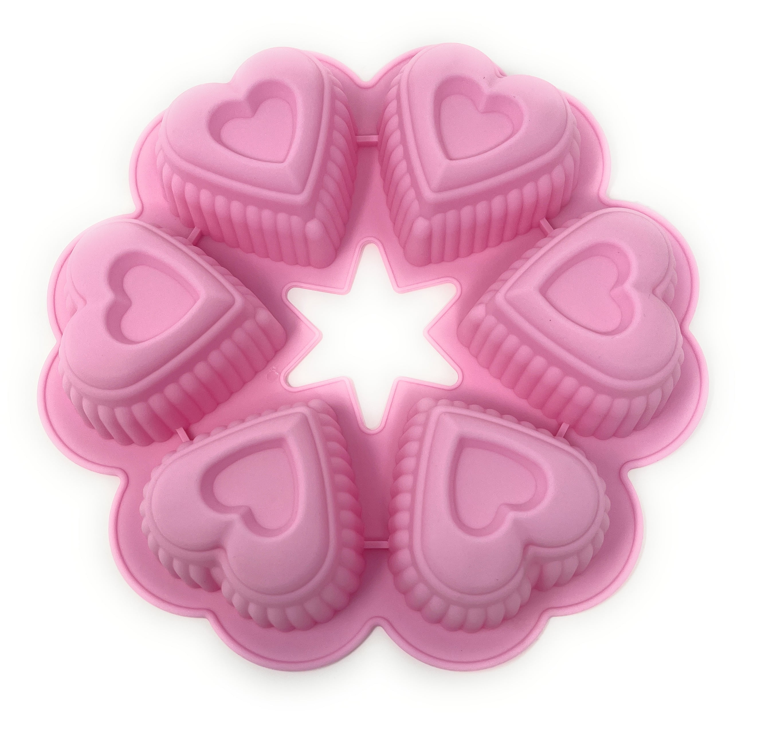 Visland Silicone Molds, Valentines Day Candy Mold, Chocolate Molds with 6  Semi Heart Shape Jelly Holes Mold for Making Hot Chocolate Bombs