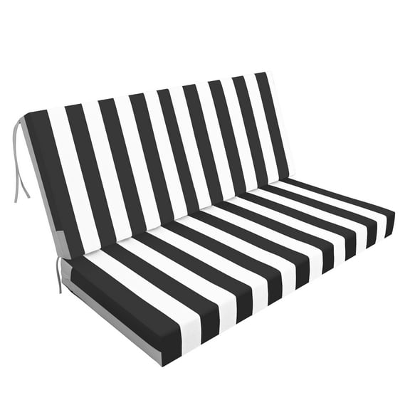 Garden Tools Outdoor Deep Seat Cushions for Patio Furniture, Waterproof Replacement Patio Chair Cushions, Double seat-black/white stripe (1xseat 2Xback cushion),Outdoor Furniture
