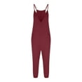 thumbnail image 4 of Women's Loose Sleeveless Jumpsuits Capris Spaghetti Strap Harem Capri Pants Casual Romper Overalls Summer Outfits (XL, Red), 4 of 7